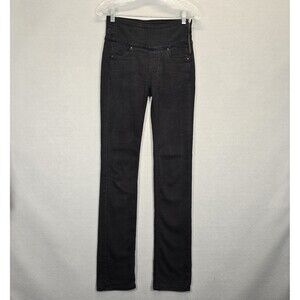 Spanx Women 24 The Signature Straight Jeans Dark Wash Stretch Denim Side Zip
